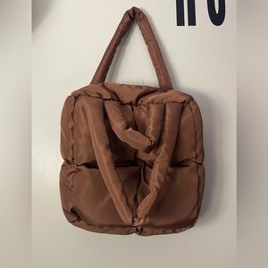 Brown Puffer Tote Bag